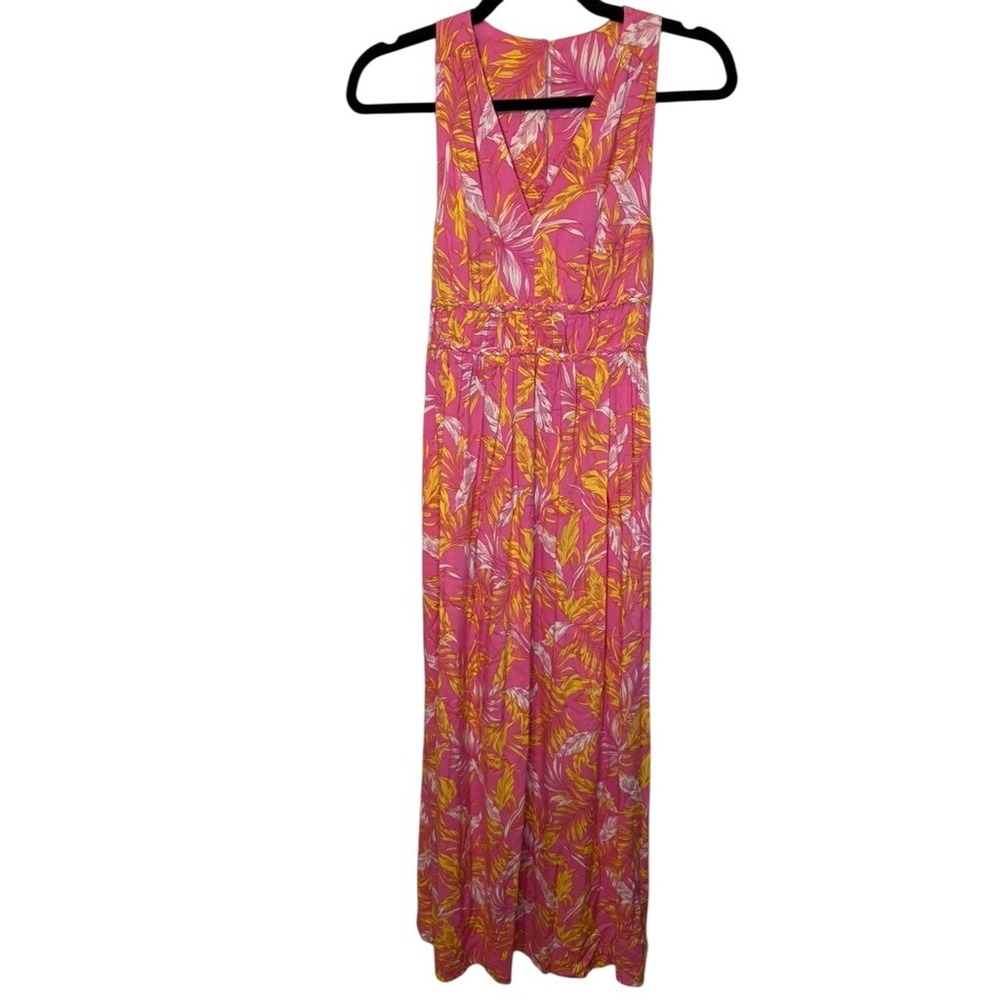 Jessica Simpson Pink Floral Maxi Dress Sleeveless XS Tropical Smocked